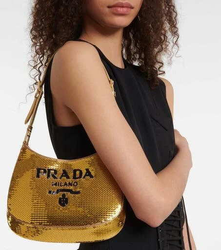 商品Prada|Cleo Medium sequined shoulder bag,价格¥20462,第2张图片详细描述