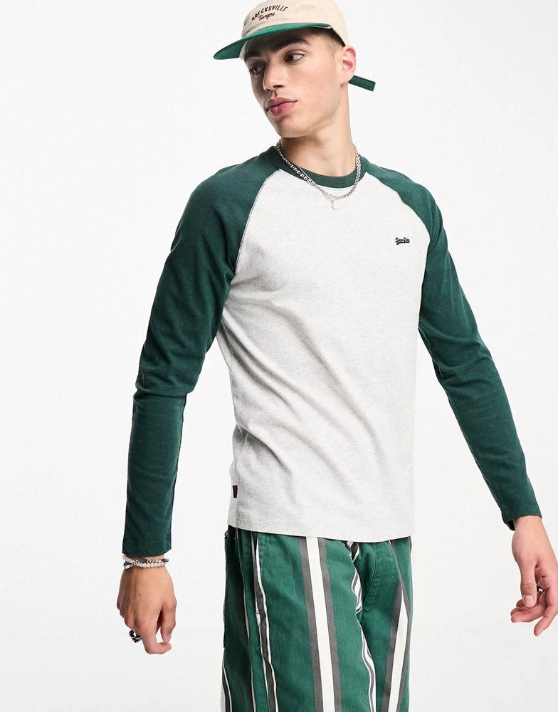 商品Superdry|Superdry vintage baseball long sleeve t-shirt in grey,价格¥157,第1张图片