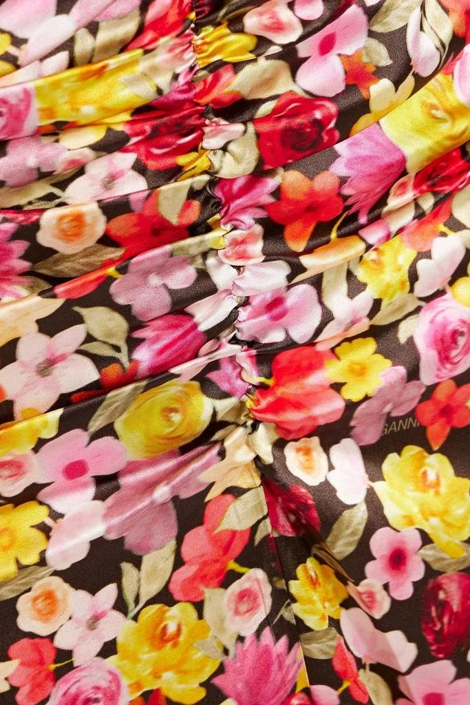 商品Ganni|Ruched floral-print silk-blend satin midi dress,价格¥720,第4张图片详细描述
