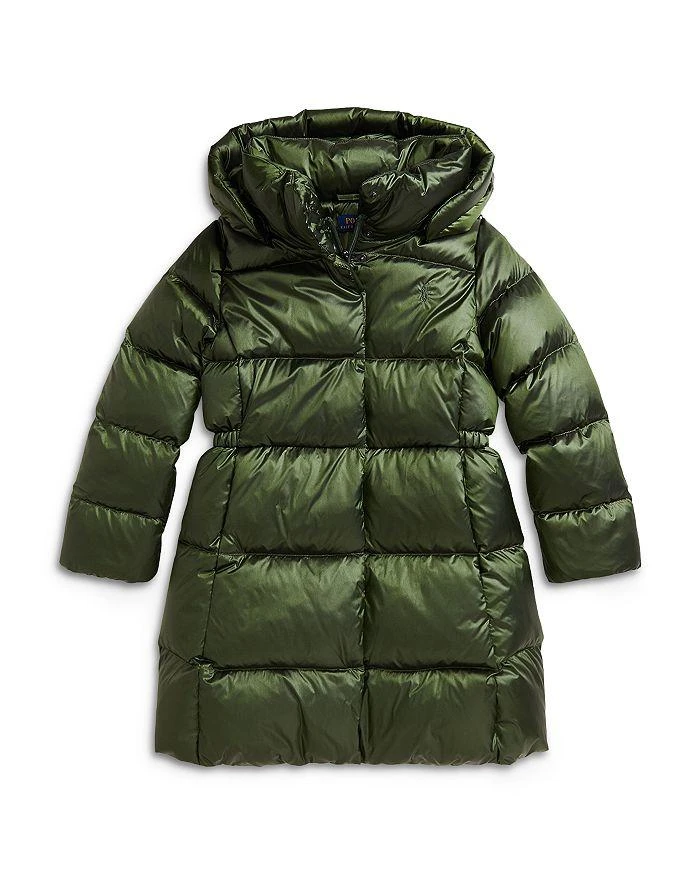 商品Ralph Lauren|Girls' Metallic Down Hooded Long Jacket - Big Kid,价格¥1827,第1张图片