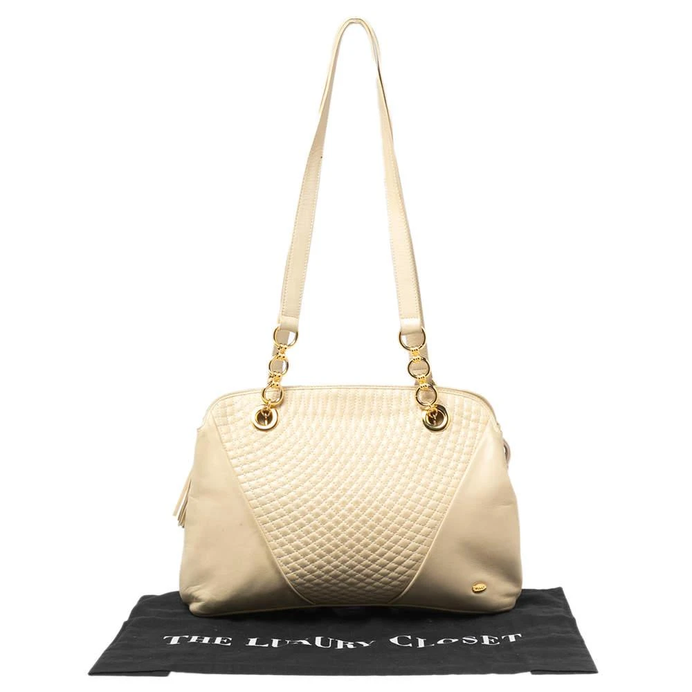 Bally Cream Quilted Leather Fringe Shoulder Bag 商品
