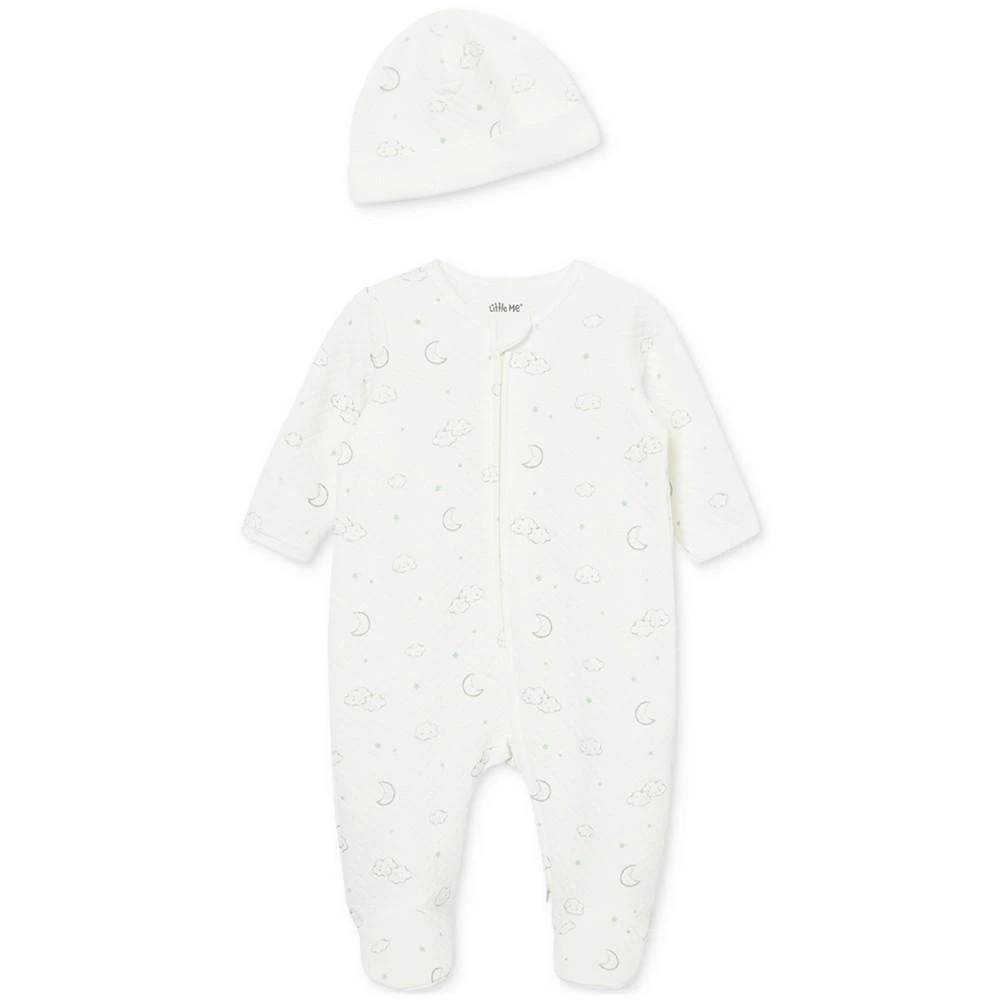 商品Little Me|Baby Boy or Baby Girl Quilt Footed Coverall and Hat, 2 Piece Set,价格¥124,第1张图片