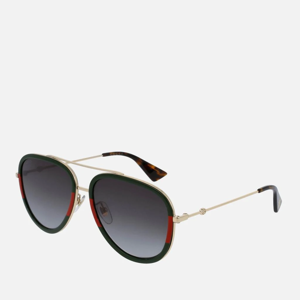 商品Gucci|Women's Metal Aviator Sunglasses - Gold/Green,价格¥3367,第1张图片