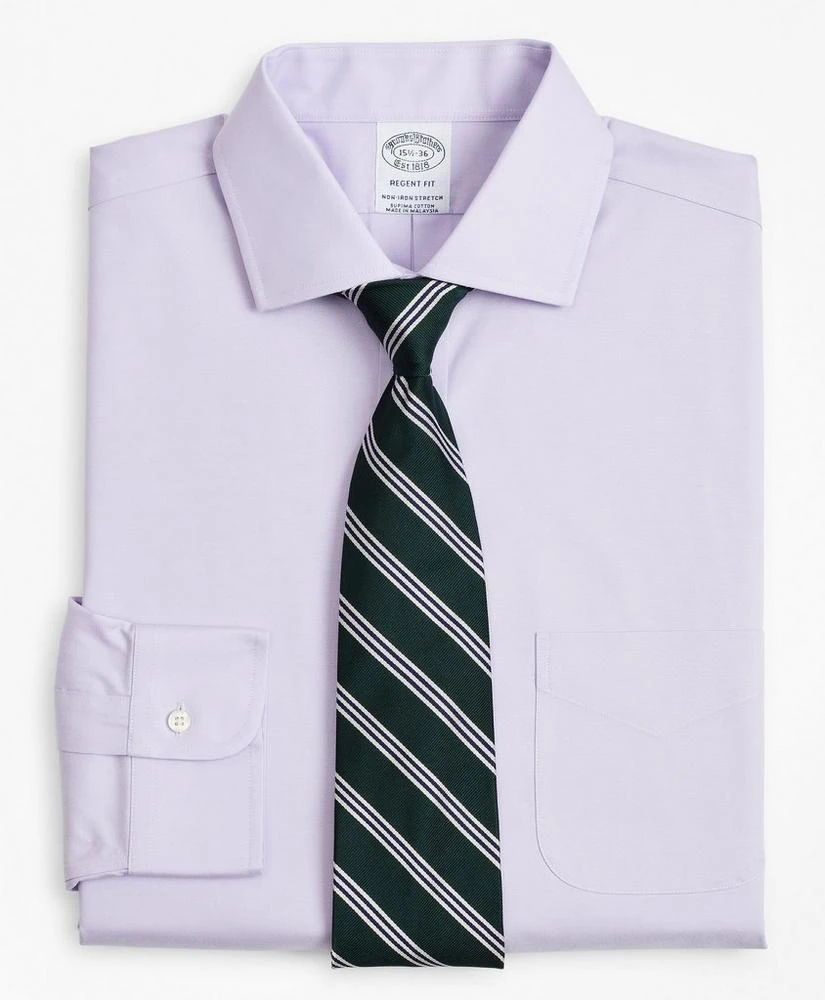 商品Brooks Brothers|Stretch Regent Regular-Fit  Dress Shirt, Non-Iron Pinpoint English Collar,价格¥369,第1张图片