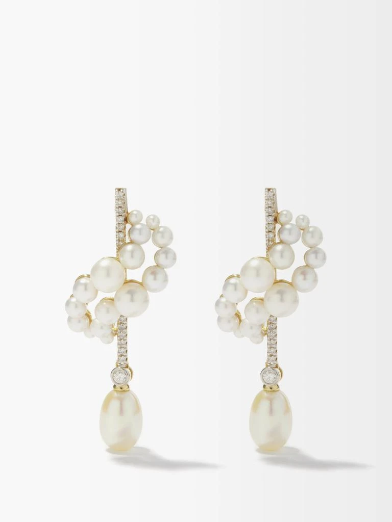 商品MATEO|Curve diamond, pearl & 14kt gold earrings,价格¥33681,第1张图片