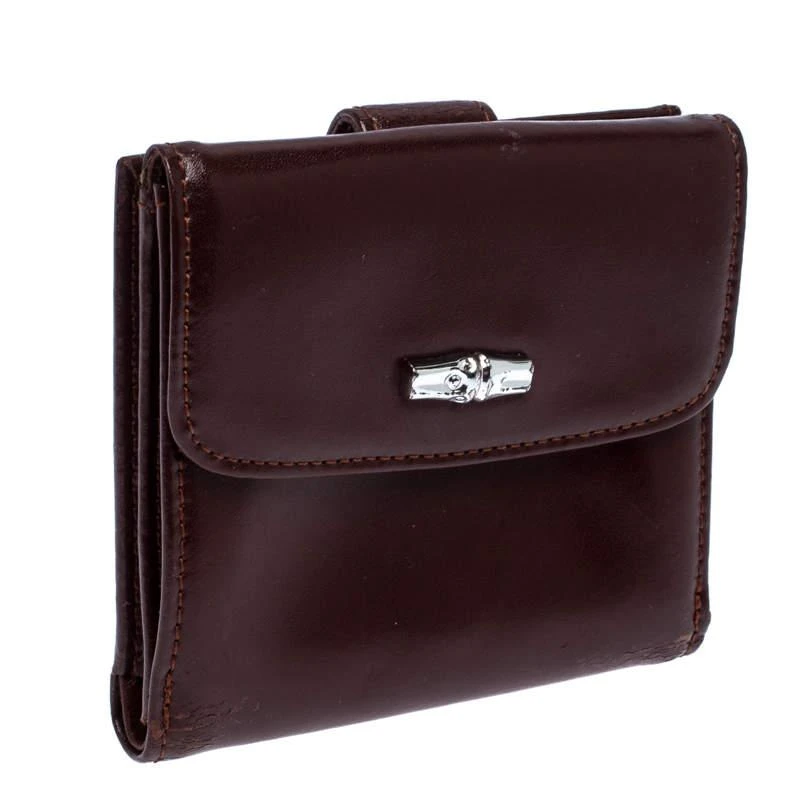 商品[二手商品] Longchamp|Longchamp Maroon Leather Roseau Compact Wallet,价格¥1009,第4张图片详细描述