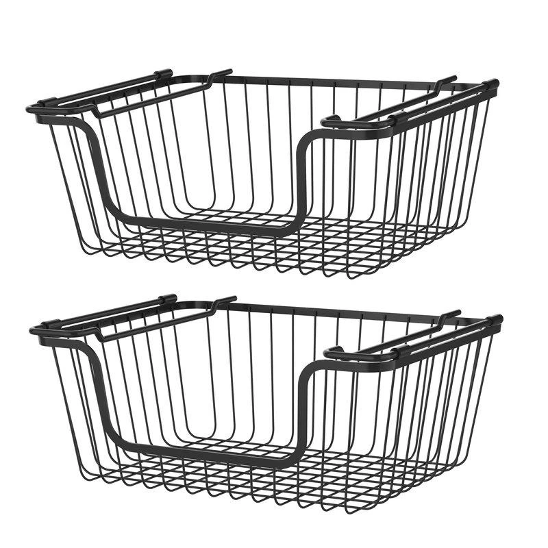 商品Oceanstar|Oceanstar Stackable Metal Wire Storage Basket Set for Pantry, Countertop, Kitchen or Bathroom BSM1804,价格¥528,第1张图片