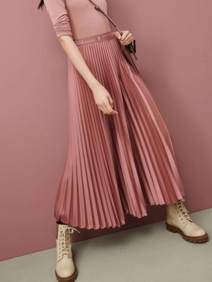 Marella DOMINO Pink Maxi Pleated Skirt 31060229 003商品第1张图片规格展示