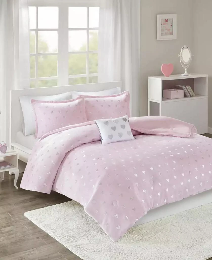 Rosalie Metallic Heart 3-Pc. Comforter Set 商品