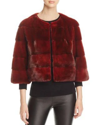 商品Maximilian|Cropped Nafa Mink Fur Jacket - 100% Exclusive,价格¥17947,第1张图片