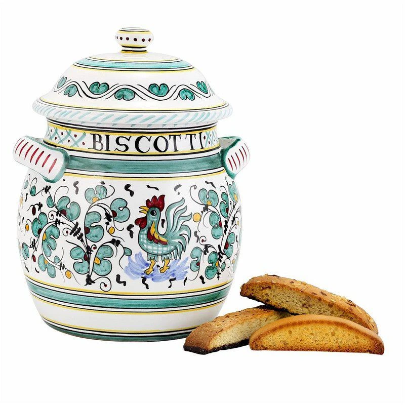 商品Artistica - Deruta of Italy|Orvieto Green Rooster: Traditional Biscotti Jar,价格¥1872,第2张图片详细描述