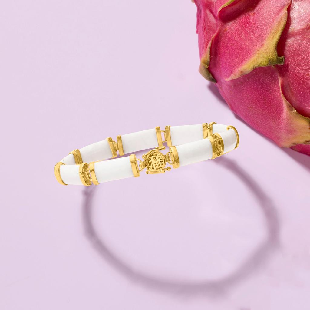 Ross-Simons White Jade Chinese Symbol Bracelet in 18kt Gold Over Sterling商品第4张图片规格展示