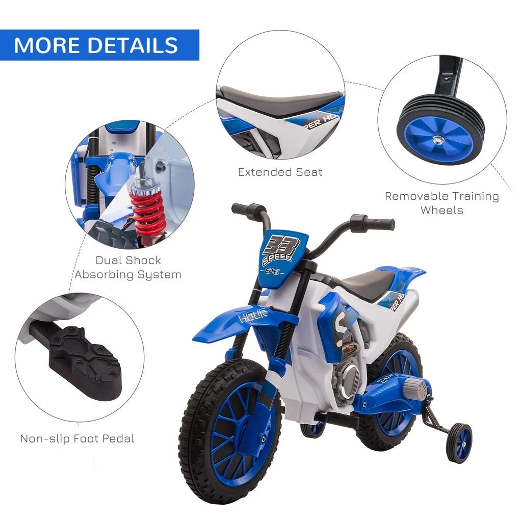 商品Streamdale Furniture|Streamdale 12V Kids Motorcycle Dirt Bike Electric Battery-Powered Ride-On Toy Off-road Street Bike with Charging Battery,价格¥1766,第3张图片详细描述