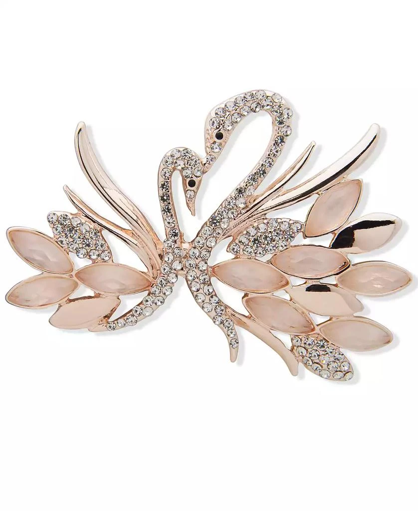 商品Anne Klein|Rose Gold-Tone Pavé & Mother-of-Pearl Swan Pin,价格¥129,第1张图片