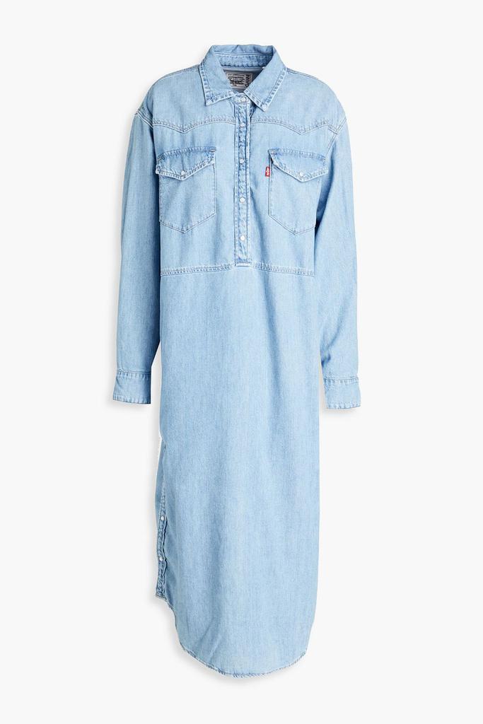 商品Ganni|Cotton and hemp-blend denim shirt dress,价格¥1191,第1张图片