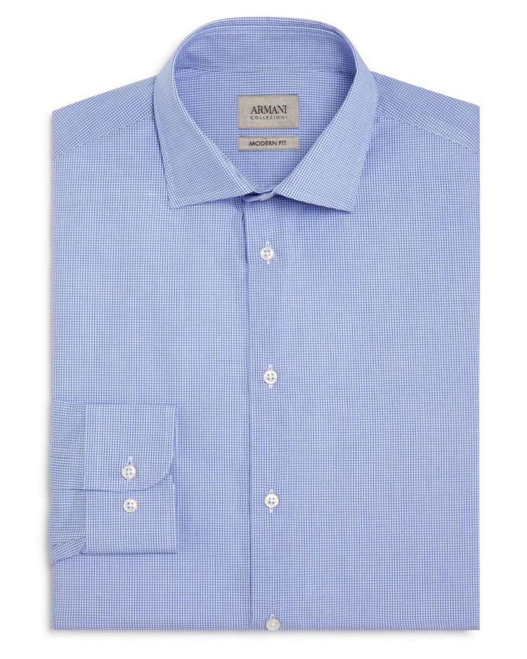 商品Armani|Micro Check Classic Fit Dress Shirt,价格¥1099,第1张图片