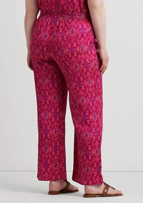 商品Ralph Lauren|Ralph Lauren Plus Size Geo Print Satin Shantung Wide Leg Pants,价格¥521,第2张图片详细描述