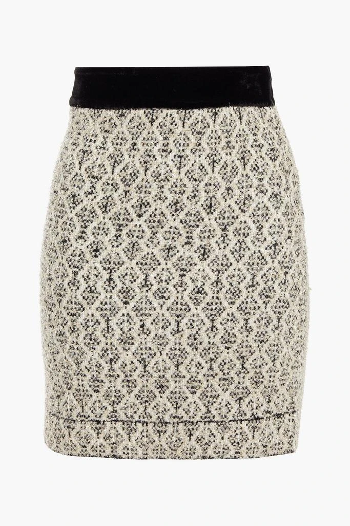 商品Sandro|Jazz velvet-trimmed metallic jacquard mini wrap skirt,价格¥668,第1张图片