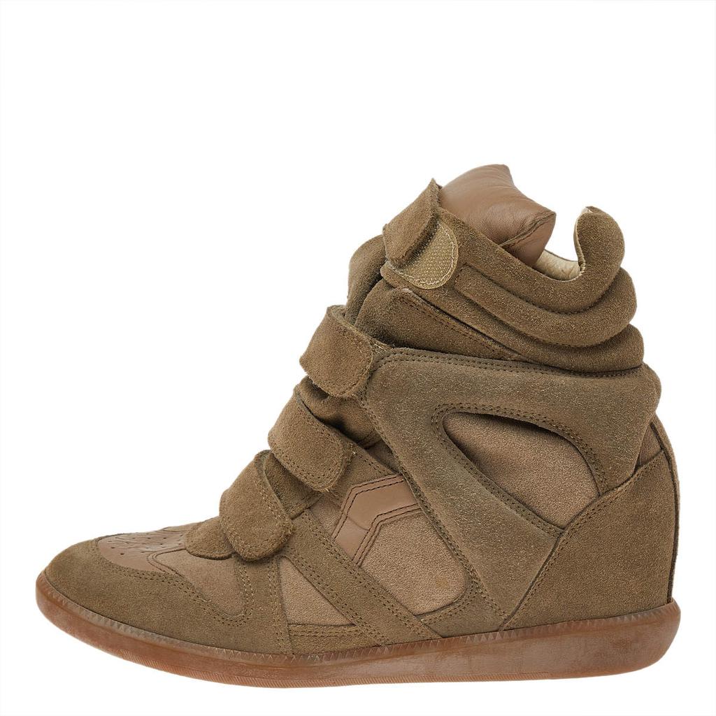 Isabel Marant Beige Suede and Leather Bekett High Top Sneakers Size 41商品第2张图片规格展示