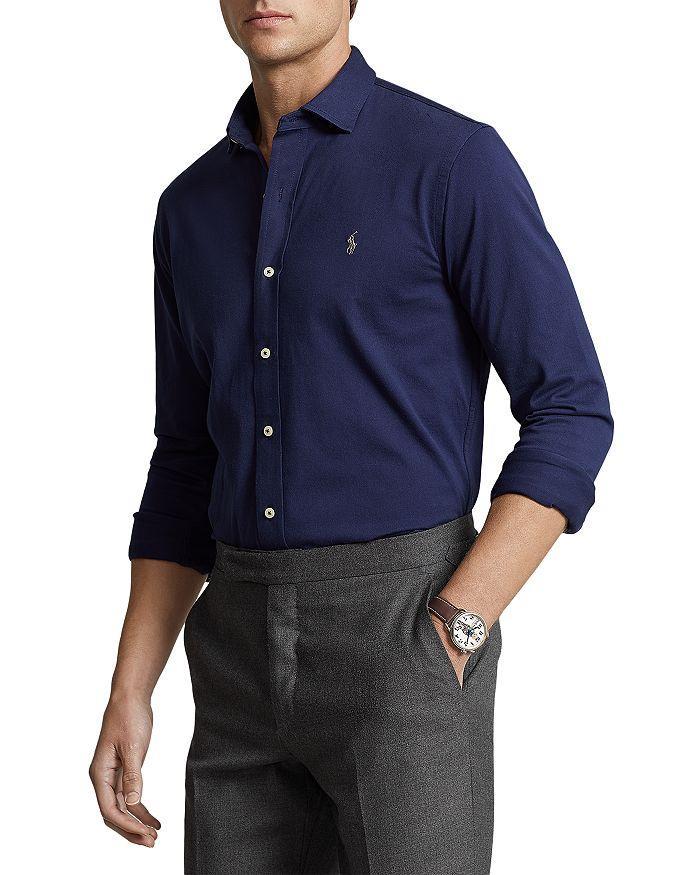 商品Ralph Lauren|Cotton Jersey Solid Classic Fit Button Down Shirt,价格¥433,第1张图片