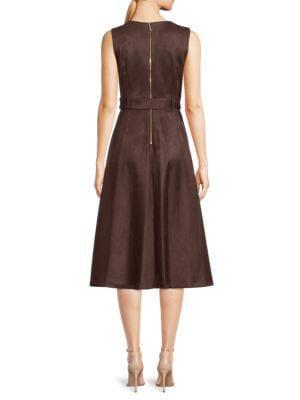 商品Calvin Klein|Belted Faux Suede Midi A Line Dress,价格¥355,第4张图片详细描述