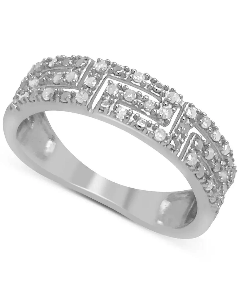 商品Macy's|Diamond Greek Key Ring (1/6 ct. t.w.) in Sterling Silver,价格¥523,第1张图片