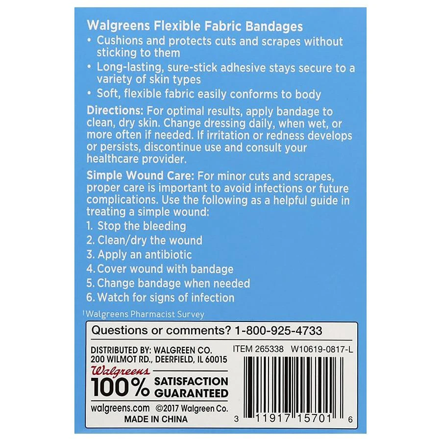 商品Walgreens|Flexible Fabric Bandages Assorted,价格¥26,第2张图片详细描述
