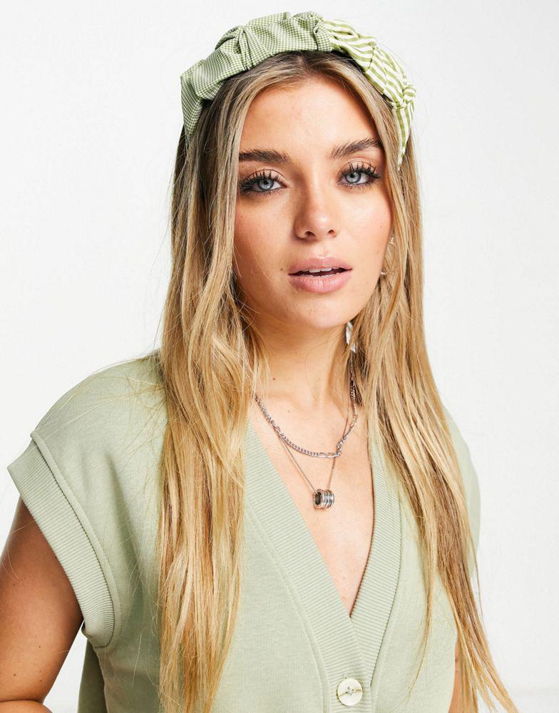 商品Topshop|Topshop mixed gingham ruched headband in green,价格¥51,第6张图片详细描述