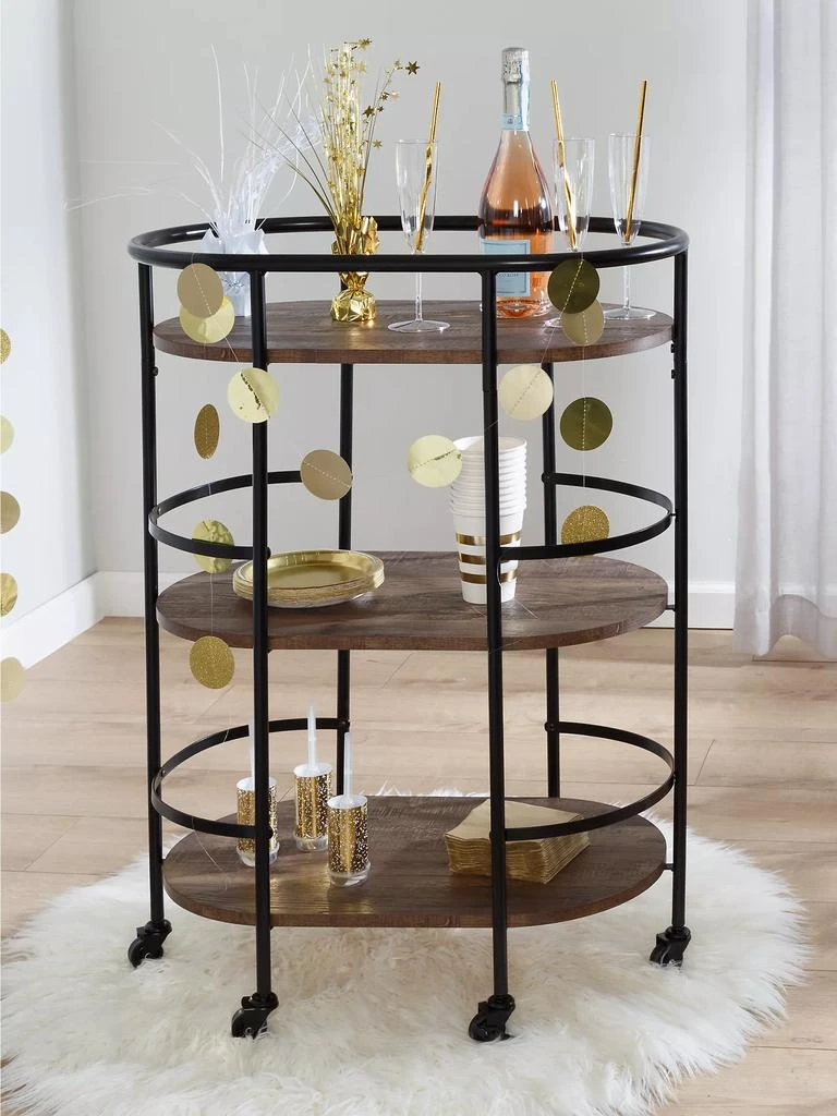Three-Tier Wood Rolling Bar Cart 商品