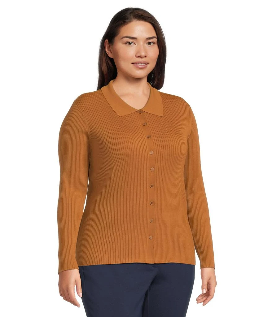 商品Ralph Lauren|Plus-Size Rib-Knit Long-Sleeve Polo Cardigan,价格¥1308,第2张图片详细描述