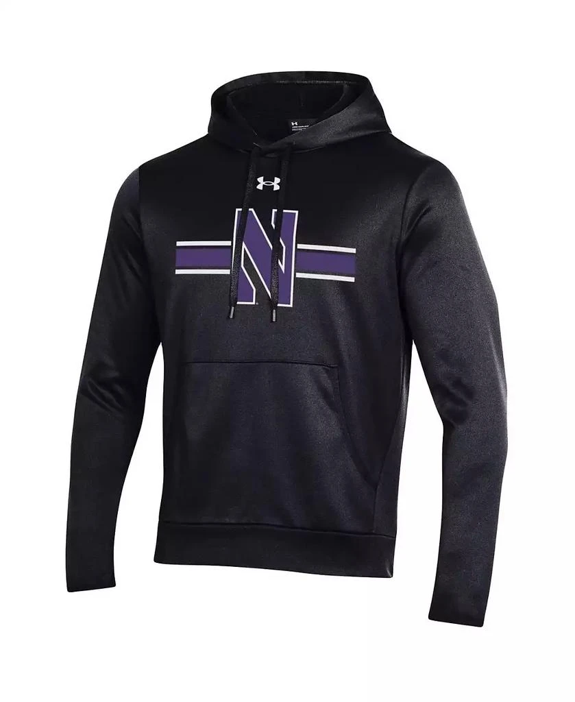 商品Under Armour|Men's Black Northwestern Wildcats Logo Stripe Fleece Pullover Hoodie,价格¥442,第2张图片详细描述
