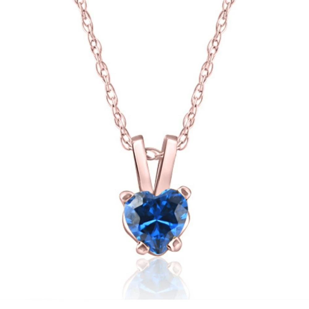 商品Pompeii3|Women's 1/2ct Blue Heart Shape Sapphire Pendent Rose Gold 18" Chain Necklace,价格¥804,第1张图片