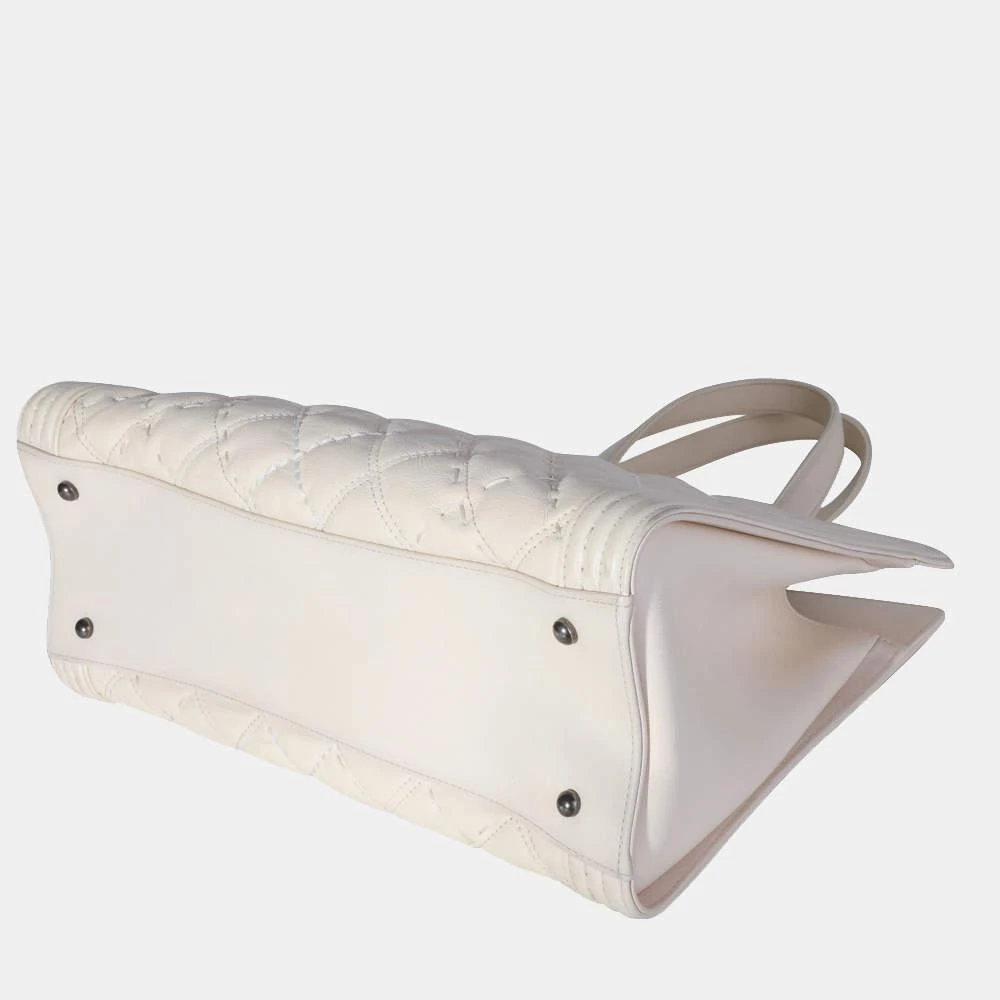 Chanel White Leather Large Boy Shopping Tote Bag  商品