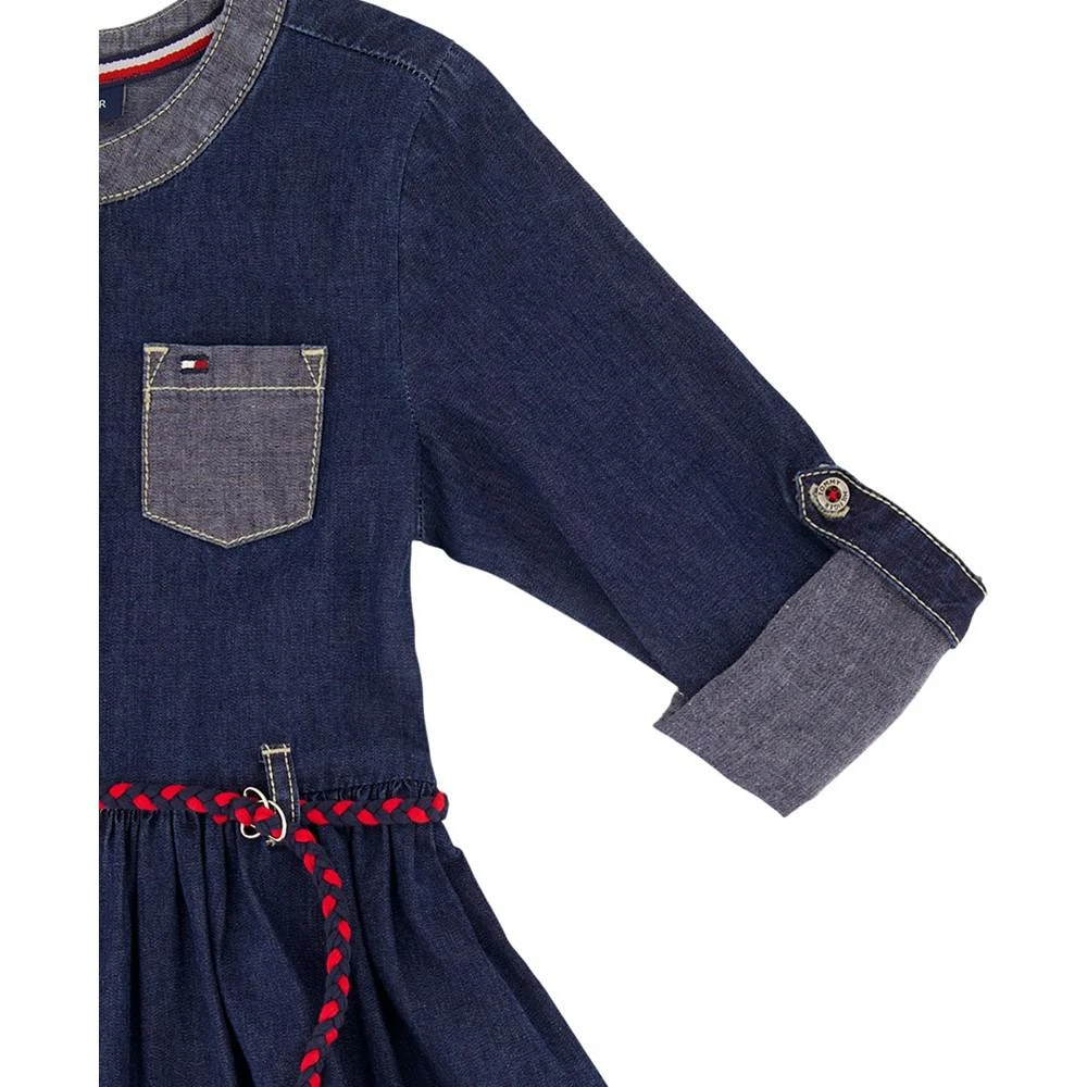 商品Tommy Hilfiger|Little Girls 1 Piece Mandarin Collar Denim Shirt Dress,价格¥167,第3张图片详细描述