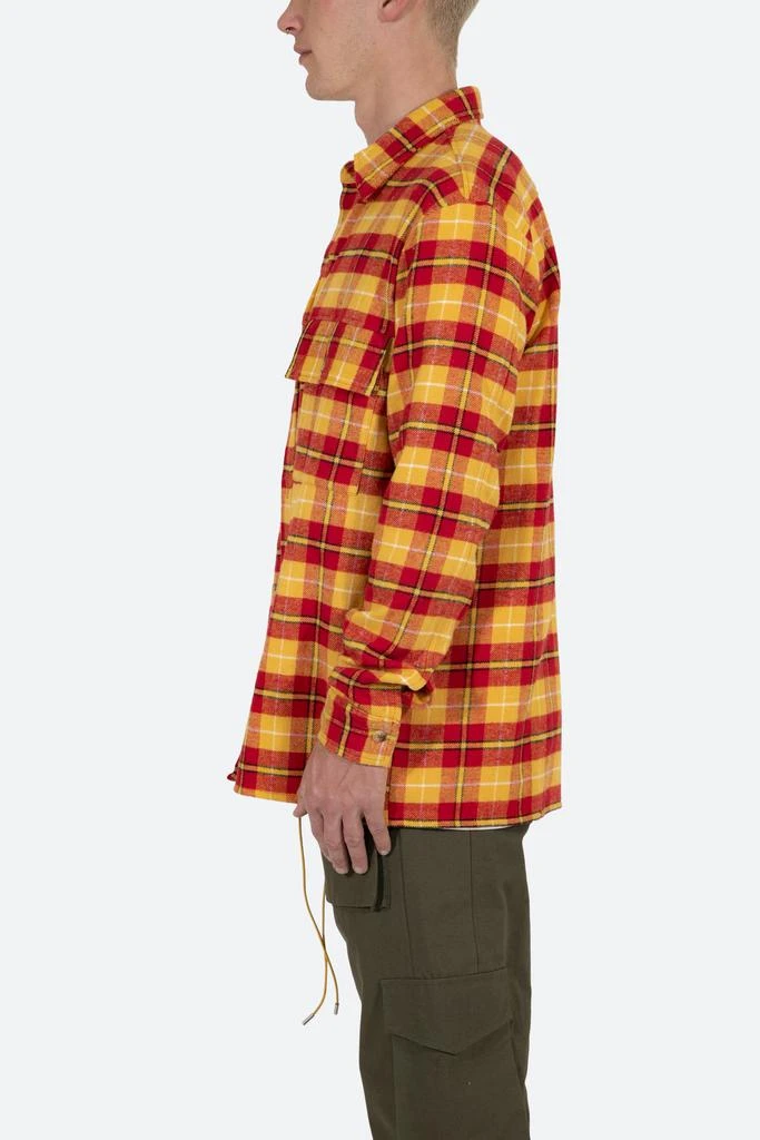 商品MNML|Relaxed Cargo Flannel Shirt - Yellow/Red,价格¥121,第4张图片详细描述