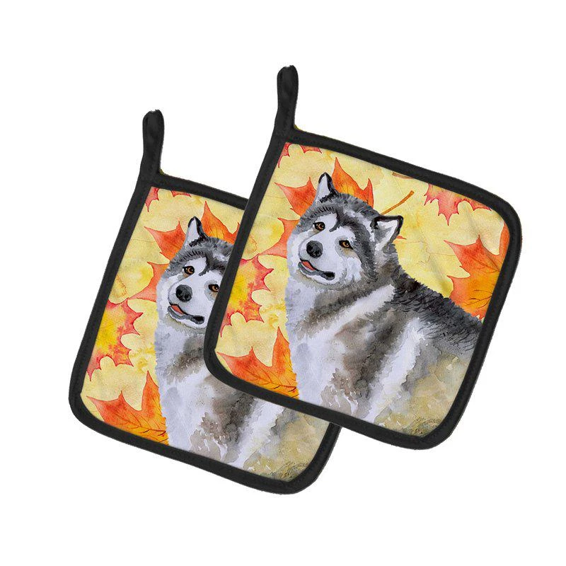 商品Caroline's Treasures|Alaskan Malamute Fall Pair of Pot Holders,价格¥170,第1张图片