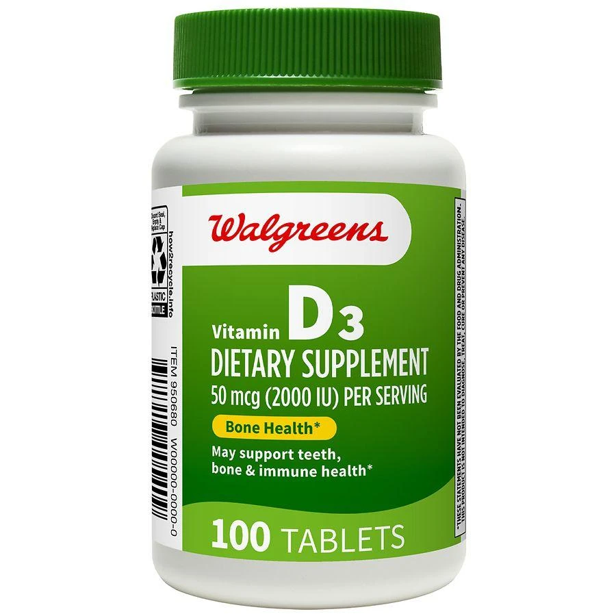 商品Walgreens|Vitamin D3 50 mcg (2000 IU) Tablets (100 days),价格¥84,第1张图片详细描述