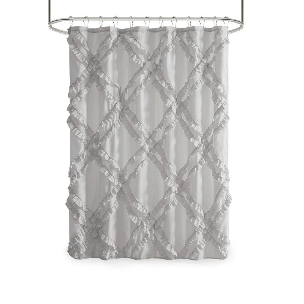 商品Intelligent Design|Kacie Diamond Ruffles Shower Curtain,价格¥265,第3张图片详细描述