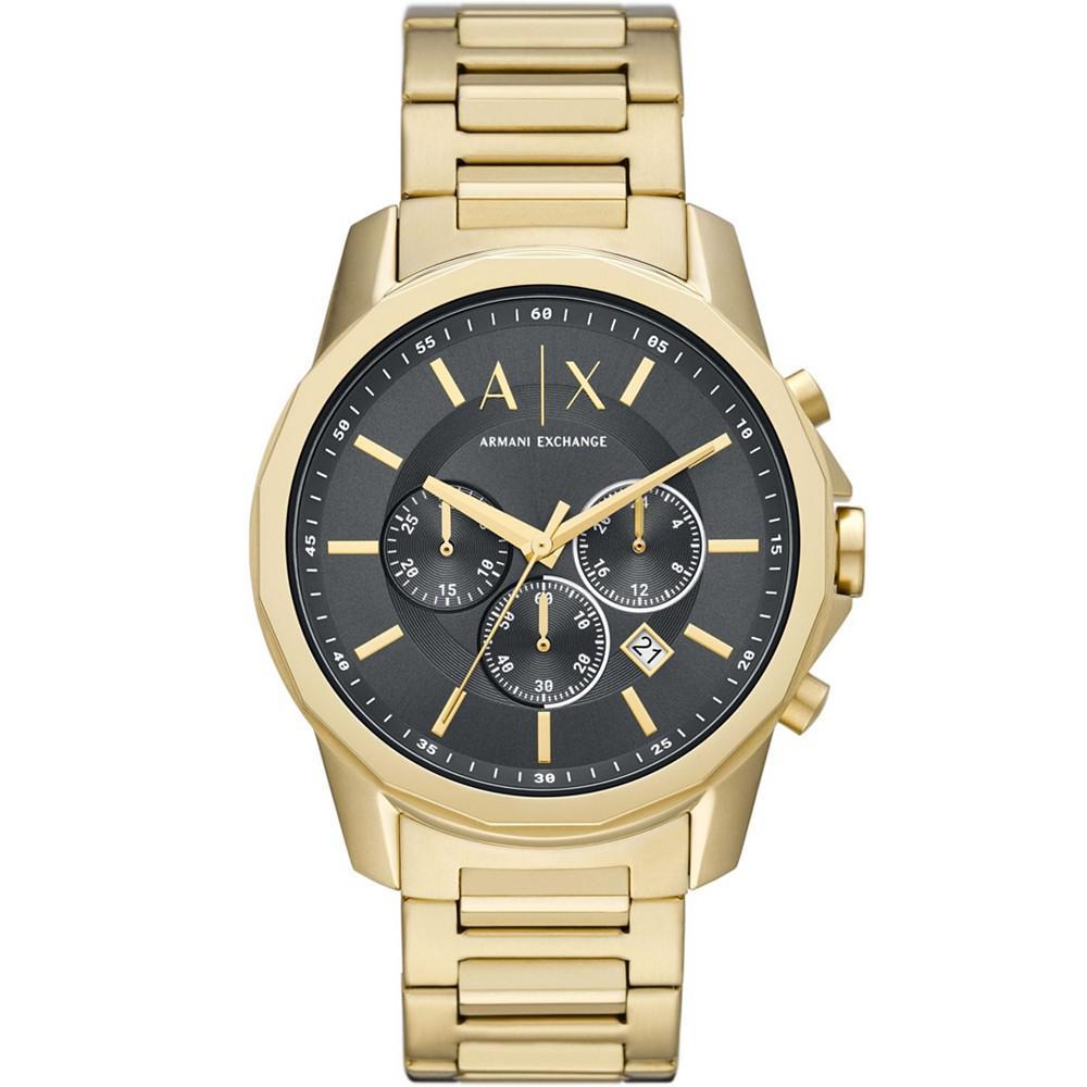 商品Armani Exchange|Men's Chronograph Gold-Tone Stainless Steel Bracelet Watch 44mm,价格¥1614,第1张图片