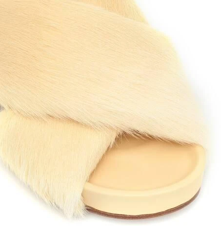 Shearling and leather slides 商品