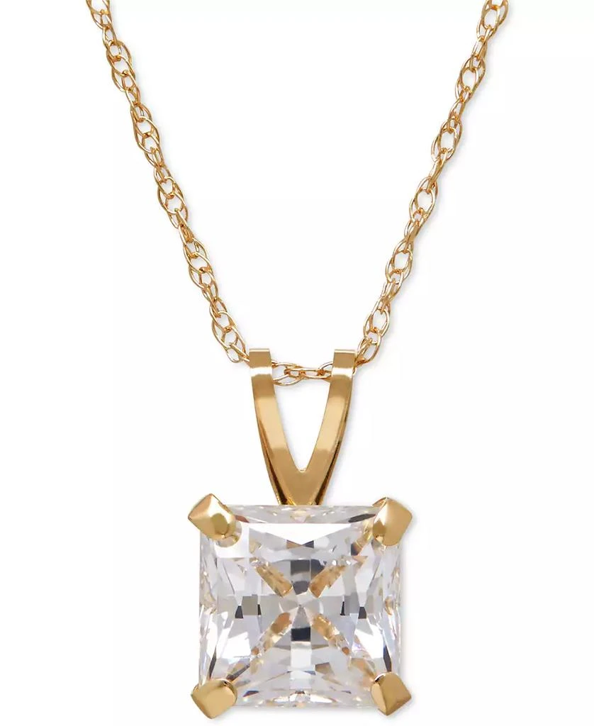 商品Macy's|Princess-Cut Cubic Zirconia Pendant Necklace in 14k Gold or White Gold,价格¥748,第1张图片