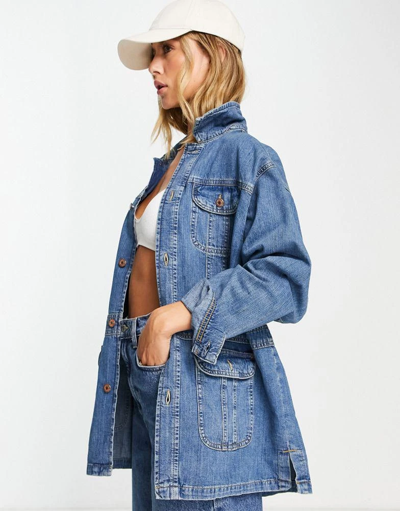 商品Topshop|Topshop 70's chuck-on denim jacket in mid blue,价格¥542,第1张图片
