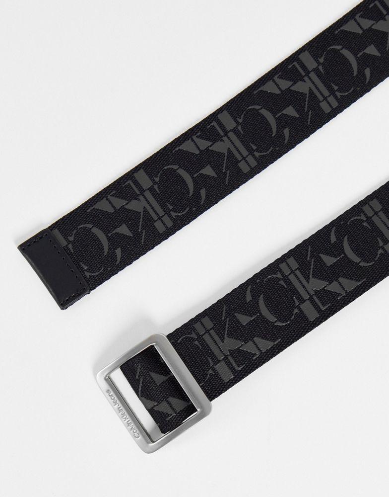 Calvin Klein Jeans polyester monogram print leather belt in black - BLACK商品第2张图片规格展示