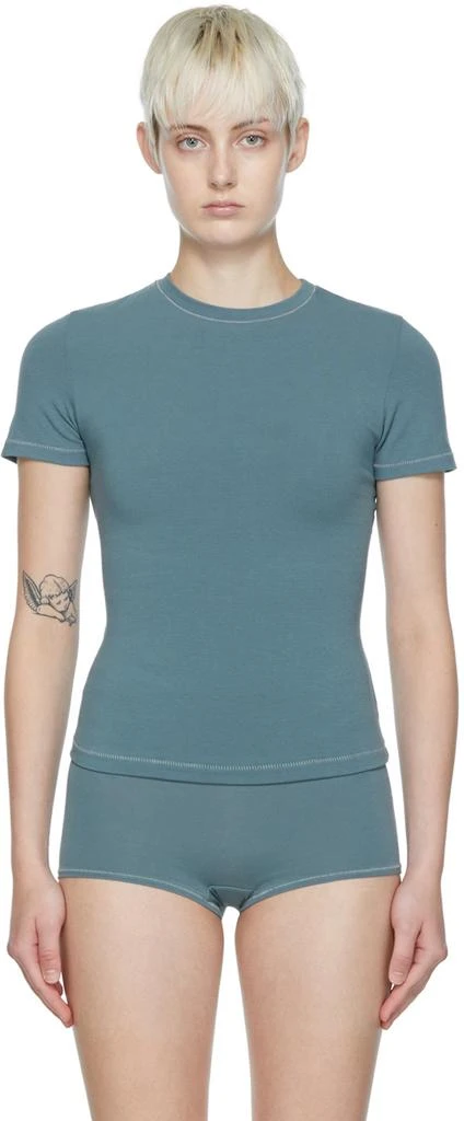商品SKIMS|Blue Cotton Jersey T-Shirt,价格¥469,第1张图片