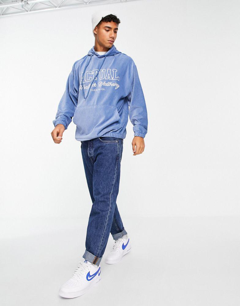 商品ASOS|ASOS Actual oversized hoodie in cord detail with logo in blue,价格¥264,第4张图片详细描述