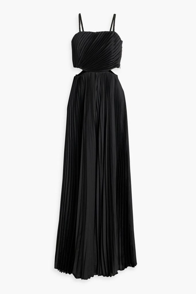 商品Alice + Olivia|Powell cutout pleated satin wide-leg jumpsuit,价格¥2239,第1张图片