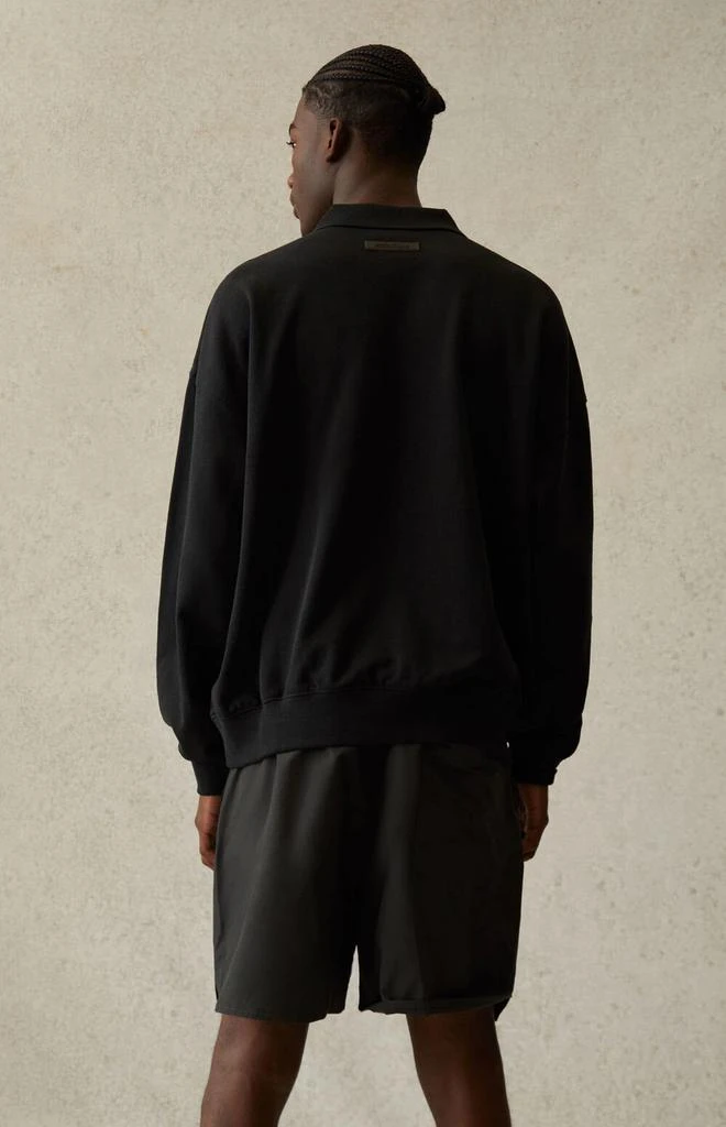 商品Essentials|Black French Terry 徽标长袖Polo衫,价格¥575,第2张图片详细描述