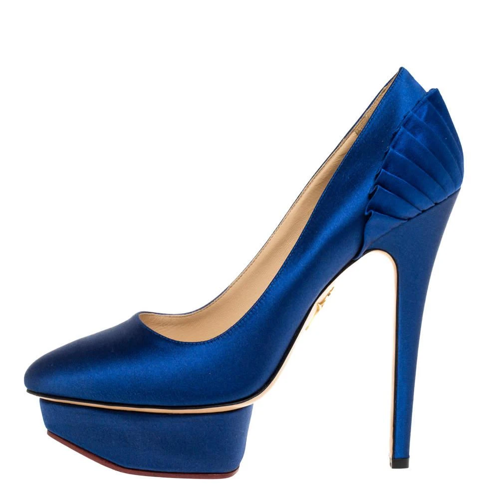 商品[二手商品] Charlotte Olympia|Charlotte Olympia Blue Satin Paloma Platform Pumps Size 37.5,价格¥1364,第2张图片详细描述