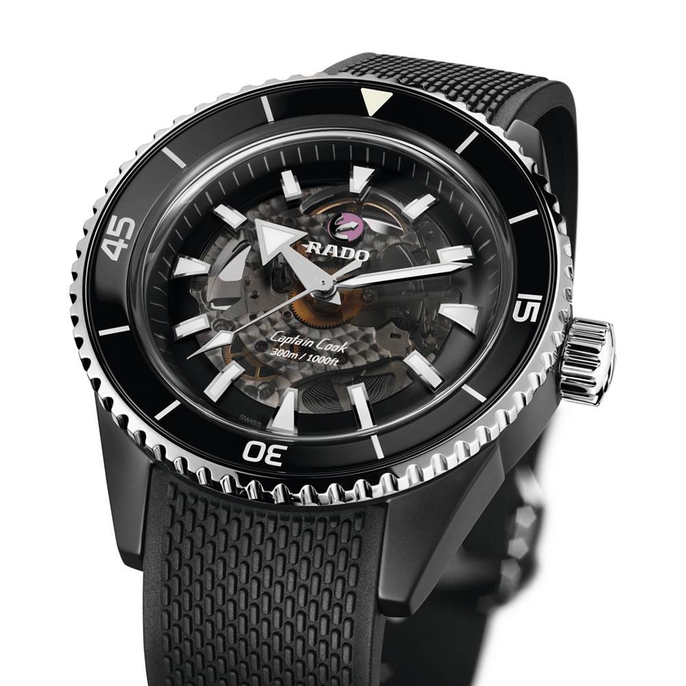 Men's Swiss Automatic Captain Cook Black Rubber Strap Watch 43mm商品第5张图片规格展示