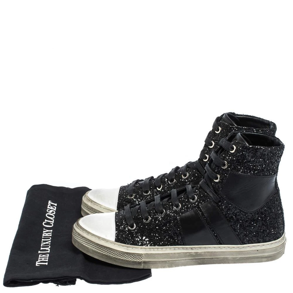 Amiri Black Glitter and Leather Vintage Sunset High Top Sneakers Size 42 商品